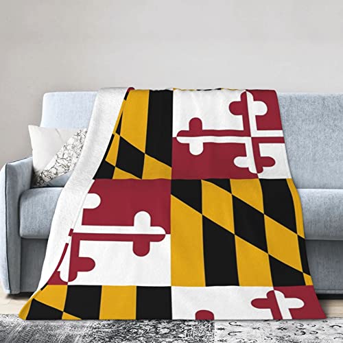 Funny Maryland Flag Blanket Soft Flannel Throw Blanket Lightweight Cozy Warm Maryland Blanket for Couch Bed Sofa Decor