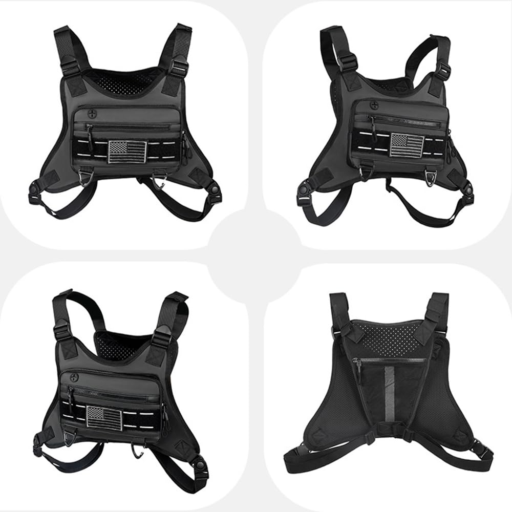 Sac de Poitrine de Sport Respirant, résistant à l'eau, Sac de Gilet de Course Avant réfléchissant pour Hommes,Sac de Gilet de Course Avant