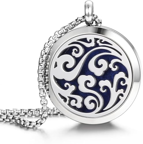 Miniatura 7 de Aromaterapia Difusor de Aceite Esencial Collar Árbol de la Vida Diseño Nube Acero Inoxidable Locket Colgante Regalo de Navidad Cumpleaños para