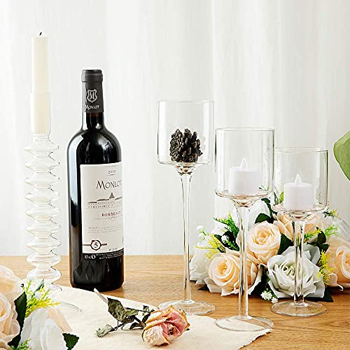  Glass Candle Holder For Pillar Candles, Tea Light Candle Holders Set Of 3, Tall Clear Candle Holder For Table Centerpiece, Floating Candles Holder For Dining Party Home Wedding Decor #TOP7