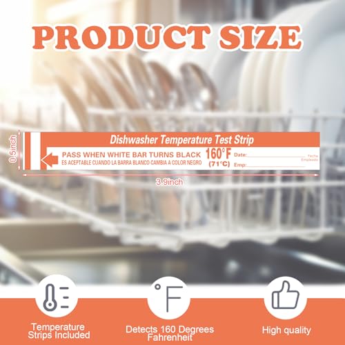 Image of Relaxweex 50 Pcs Dishwasher Temperature Strips Dishwasher 160 F Temp Stickers 160 Degree Dish Washer Heat Test Labels for Temperature Test