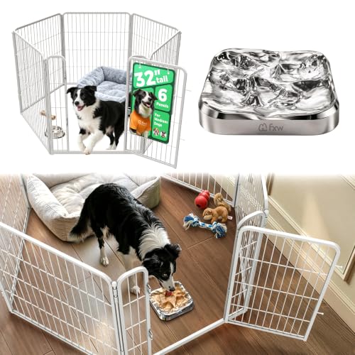 Image of FXW Homeplus Indoor Dog Playpen with Lick Mat, 32 inch H 6 Panels