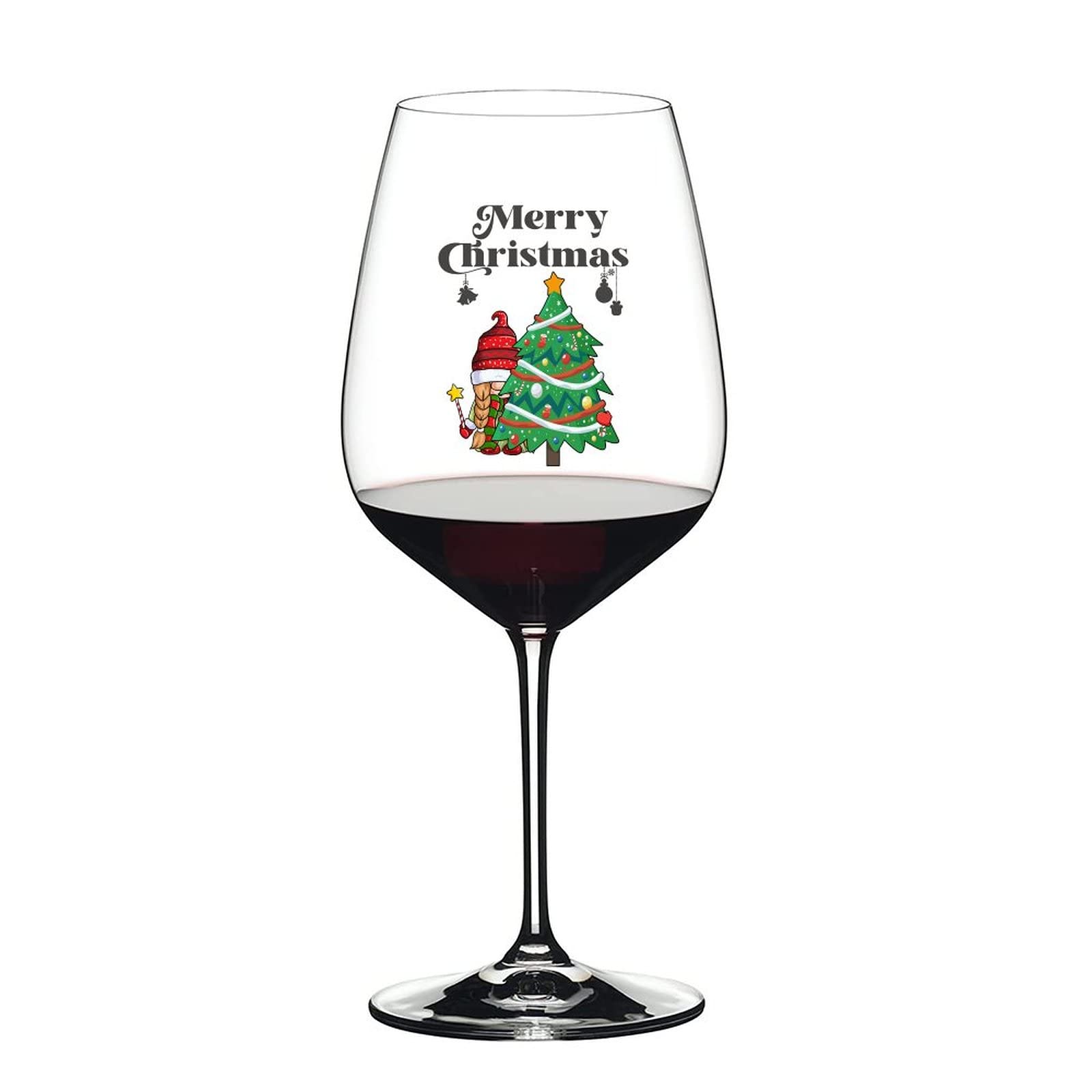 Juego de 2 copas de vino tinto con texto en inglés "Merry Christmas" enanos", 17 onzas, para degustación profesional de vinos tintos y blancos