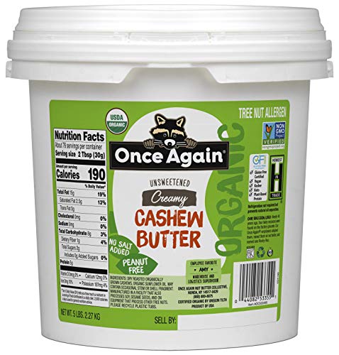 Once Again Organic Creamy Cashew Butter, 5lb Pantry Pal (same as ...