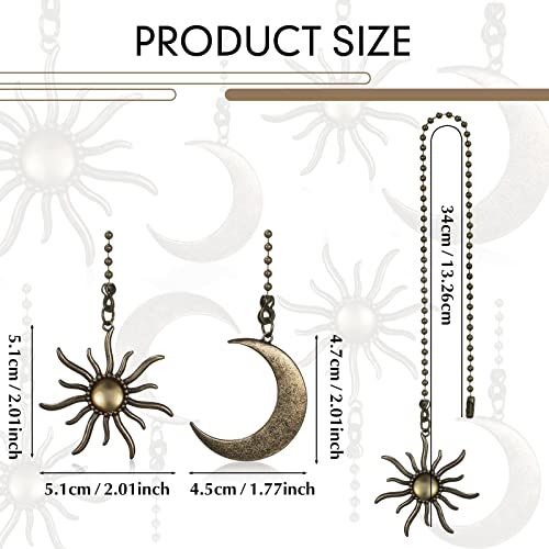4 Pieces 13 Inch Vintage Ceiling Fan Pulls Chain Copper Totem Fan Pull Chain Pendant Extension Sun Moon Beaded Ball Fan Chain Extender Ceiling Fan Pendant With Connector Ornaments For Light Fan #TOP1
