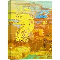 SIGNWIN Canvas Wall Art Bright Yellow, Orange, Brown, Blue and Teal Color Blocks Abstract Brushstroke Oil Painting Minimalism Modern Closeup Expressive for Living Room, Bedroom, Office - 12x18 inches