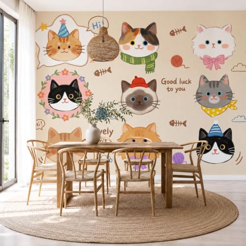 Papier peint 3D chat pour agrandir une pièce et masquer les défauts du mur - 3