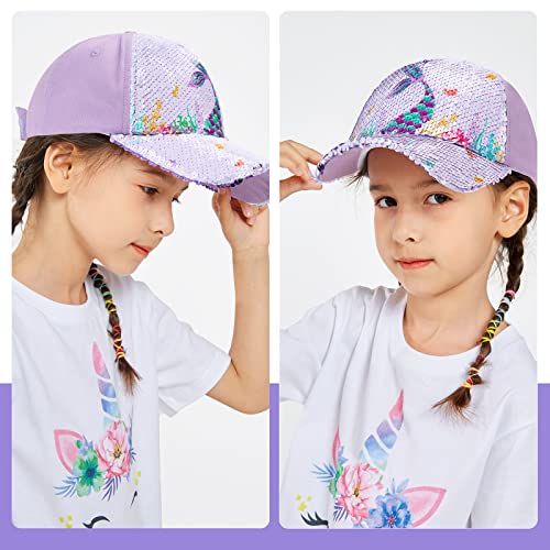 Baby Girls Baseball Cap Toddlers Baseball Hat Baby Girls Snapback Cap Adjustable Trucker Cap For Kids Ages 4-8 Years Girls Cute Visor Hat With Mermaid #TOP5