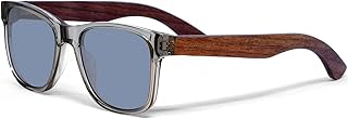 Sonnenbrille Damen & Herren Holz | Premium polarisiert Walnussholzbügel mit Acetatrahmen | geschwärzte Holzbrille UV400 Gl...