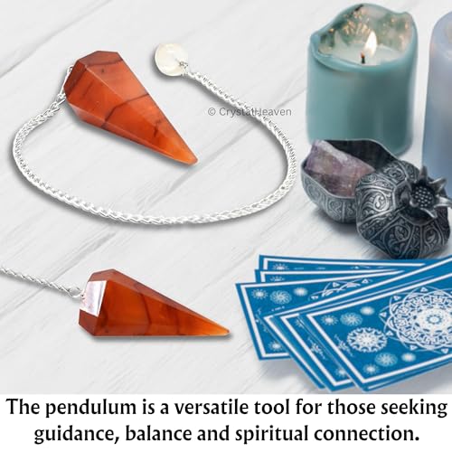 Image of Carnelian Pendulum Dowsing Tool - Natural Crystal Pendulum for Spiritual Guidance - Premium Dowser Pendulum for Accurate Divination and Energy Healing - Perfect for Energy Healing and Chakra Balancing - Handcrafted with Precision and Elegance