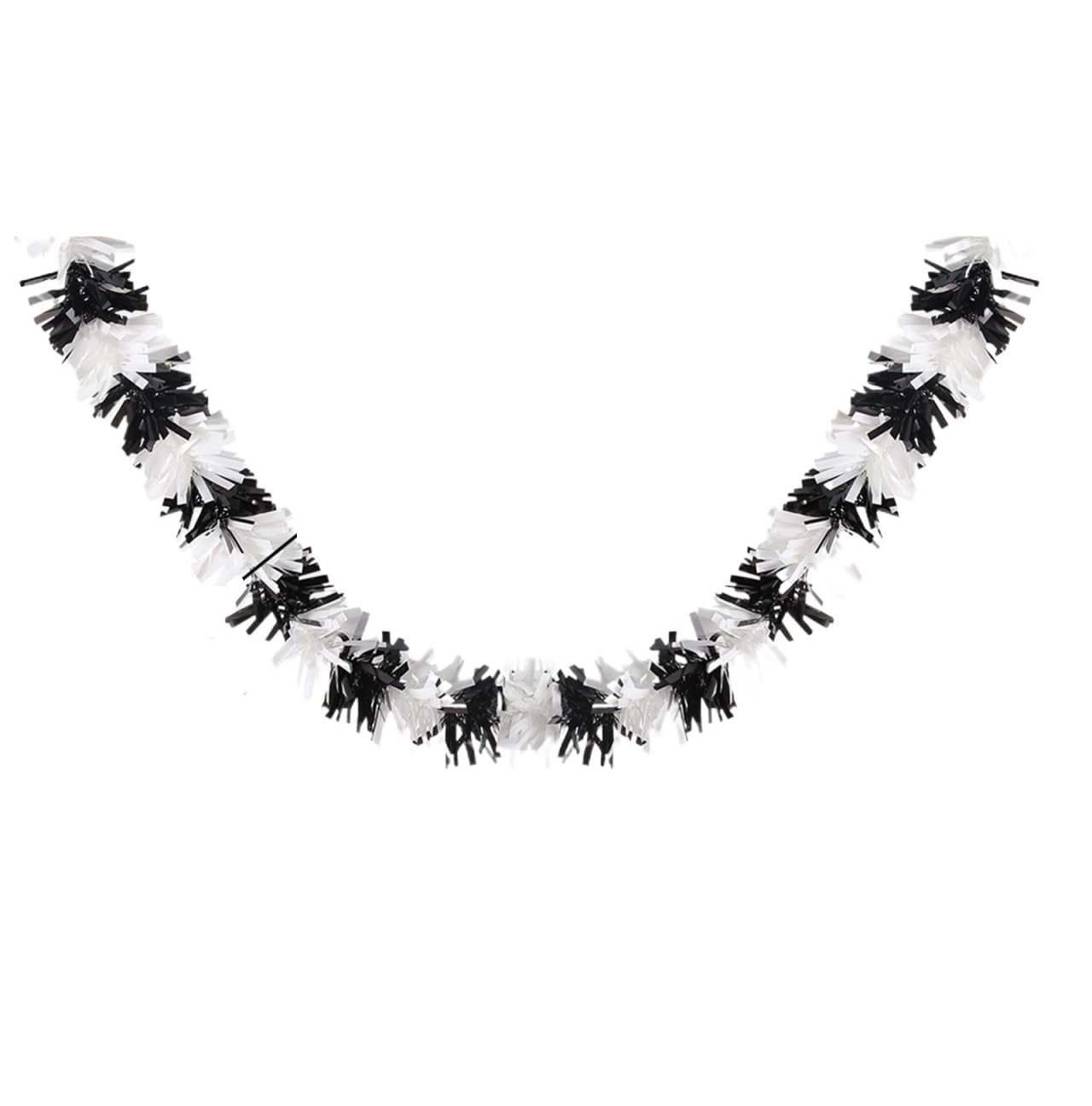 Deko Für Innen Außen 3-teilige Halloween-Weihnachts-Lametta-Girlande, 2 M (6,56 Fuß), for Innen- Und Außendekoration Balkon Treppengeländer(White Black)