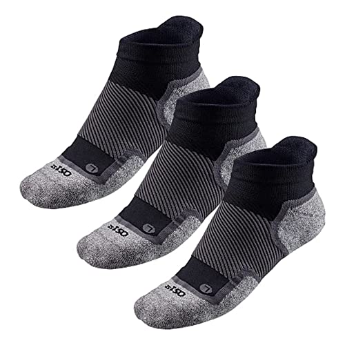 Road Runner Sports R-Gear OS1st Ultimate No Show Socks, Men and Women, Black, M, 3 Pairs