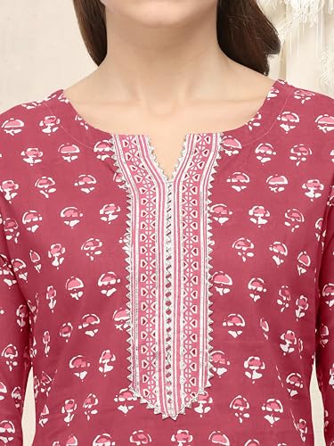 Image of MIRCHI FASHION Pure Cotton Straight Kurta Set with Dupatta | 3 Piece Ethnic Kurta Pant Set Office Wear Salwar Kurta Set for Women