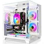 LXZ Desktop Computer, Prebuilt PC AMD Ryzen 7-5700G 8 core 3.9GHz, 16G DDR4 RAM, 1TB NVME SSD, Tower Computer with 600W Power Supply for Home and Office (White)