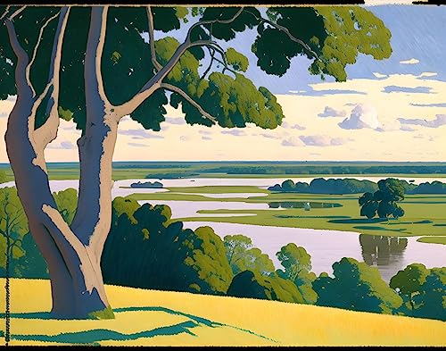 Tableau fleuve Mississippi pour salon design : panorama en toile 58 x 90 cm