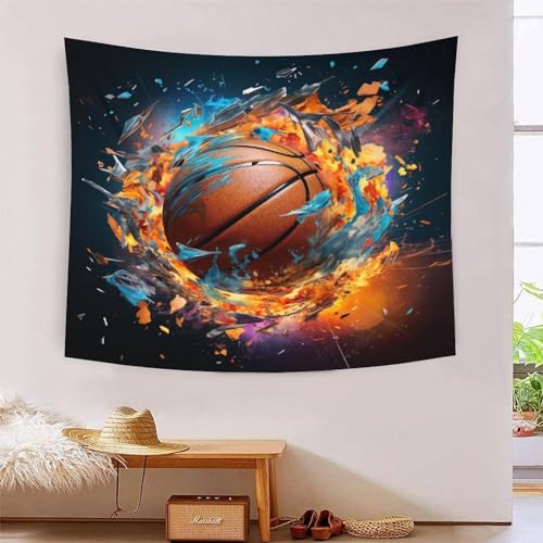 Tapisserie basket 3D tissu deco murale pour salon et chambre