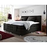 Lomadox® Boxspringbett Hotelbett Doppelbett in schwarz, Komfort Topper, 180x200 cm, H2/H3, elektrisch verstellbar, Taschenfederkern-Matratze