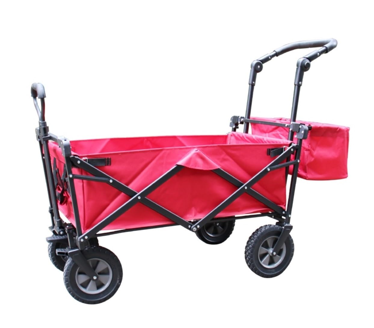 Przyczepka Ogrodowa Składany Wózek Narzędziowy Ogród Outdoor Utility Wagon Piknikowy Kempingowy Z Koszem Do Przechowywania Regulowany Uchwyt WóZek RęCzny(A)