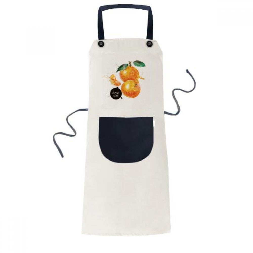Tablier mandarine aquarelle beige un cadeau de cuisine original pour homme et femme chef