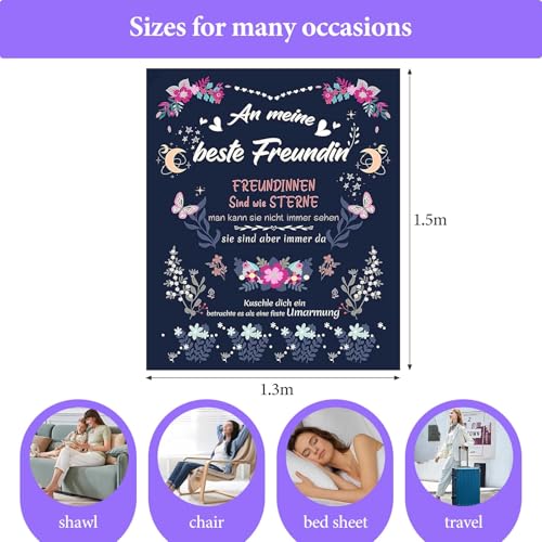 HTGWCG Geschenke für Freundin Decke, Beste Freundin Geschenke, 150 × 130CM Flauschig Decke,Kreatives Geschenke für Mädchen Frauen, für Meine Beste Freundin Schwestern