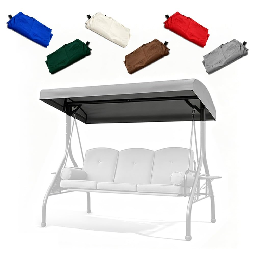 Toit De Rechange pour Balancelle De Jardin Housse De Toit pour Balancelle 3 Places Auvent De Rechange pour Balançoire Imperméable Protection UV(Gray,77x49x9in(195x125x20cm))