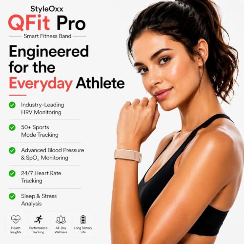 Image of Nex-QFit Pro Smart Fitness Band with 24 /7 Activity Tracking, Heart Rate & HRV Monitoring,Stress & Sleep Tracking, AI- Health Analysis,50+Sports Modes,30 Days+ Battery Life,Subscription-Free