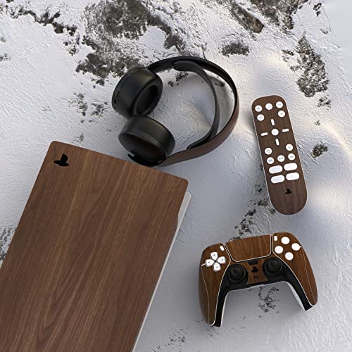 Image of PlayVital Wood Grain Full Set Skin Decal for ps5 Console Digital Edition, Sticker Vinyl Decal Cover for ps5 Controller & Charging Station & Headset & Media Remote