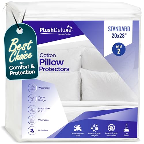 Recopilación de Protectores de almohada favoritos de las personas. 44 Estándar Premium hipoalergénico 100% Protector de Almohada Impermeable (Juego de 2) – 10 años de garantía – última intervensión de Vinilo
