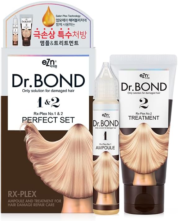 eZn Dr.BOND Hair Repair Treatment for Damaged Hair Restoration System Contain Collagen Protein, Bilberry, Sugarcane, Rosemary Extract Kit