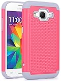 Core Prime Case, LK [Shock Absorption] Hybrid Dual Layer Armor Defender Protective Case Cover for Samsung Galaxy Core Prime (Rose Pink)