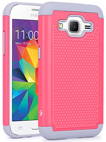 Core Prime Case, LK [Shock Absorption] Hybrid Dual Layer Armor Defender Protective Case Cover for Samsung Galaxy Core Prime (Rose Pink)