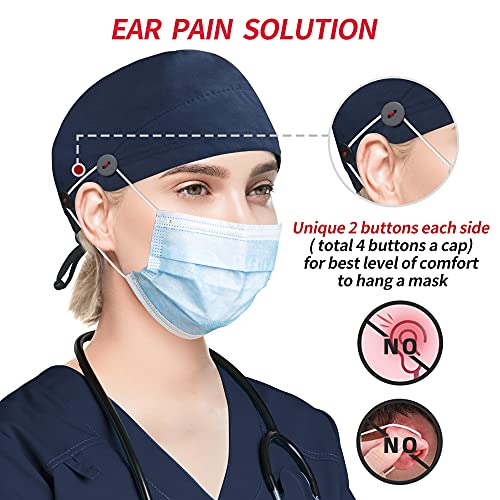Image of Working Caps with Button and Sweatband, Adjustable Working Hats for Women Men, One Size(Tie Back or Toggle)
