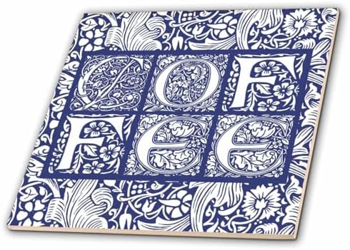 3dRose Coffee- Victorian Ornamental Typography in Blue 4 Inch Ceramic Tile image 5