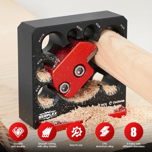 Image of Serplex 8-Hole Dowel Maker Jig, 5 /16 3 /8 7 /16 1 /2 9 /16 5 /8 11 /16 3 /4in djustable Metric Dowel Maker Tool with Carbide Blade, Electric Drill Milling Dowel Round Rod Auxiliary Tool for Woodworking