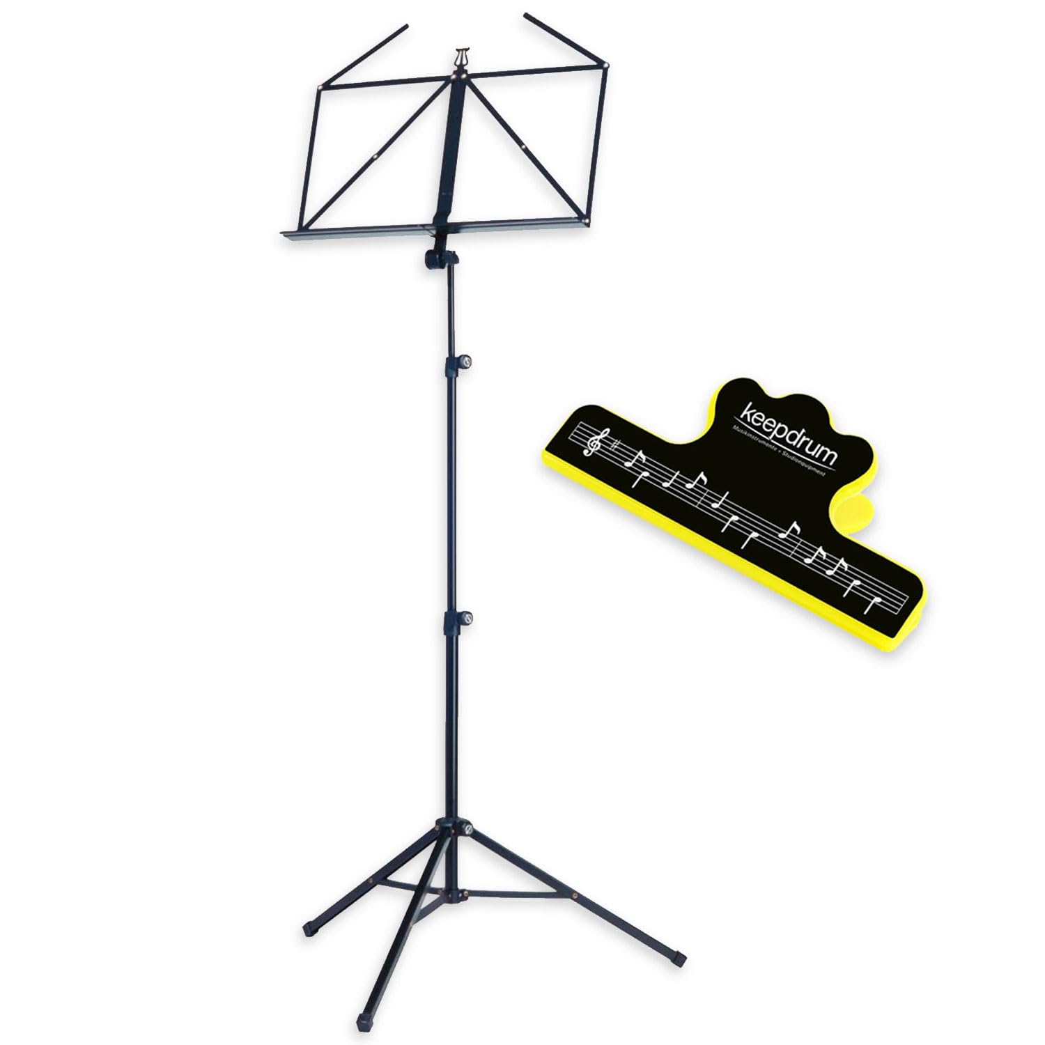 K&M 10065 Notenständer Schwarz mit keepdrum Notenklammer