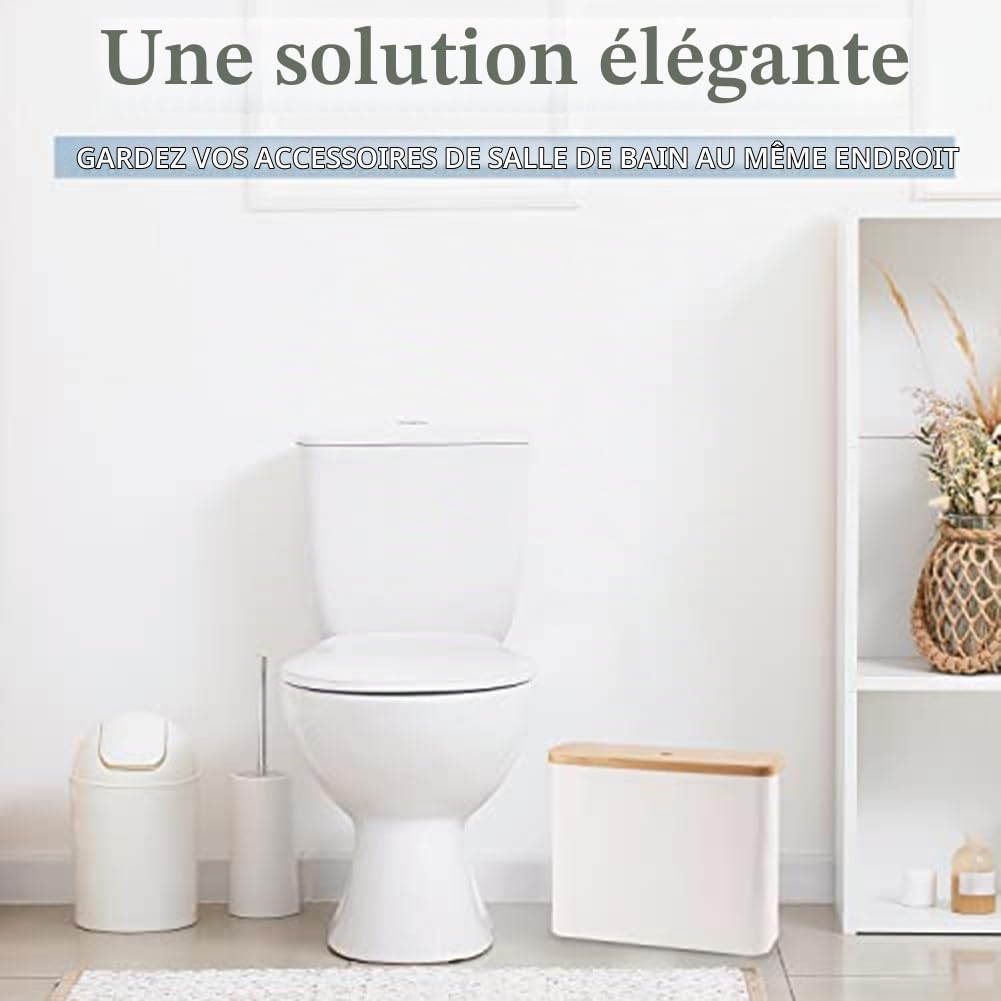 Lecreatekit Panier de rangement pour rouleaux de papier toilette, support de salle de bain avec couvercle, boîte de rangement chic pour une salle de bain propre et bien rangée (beige)