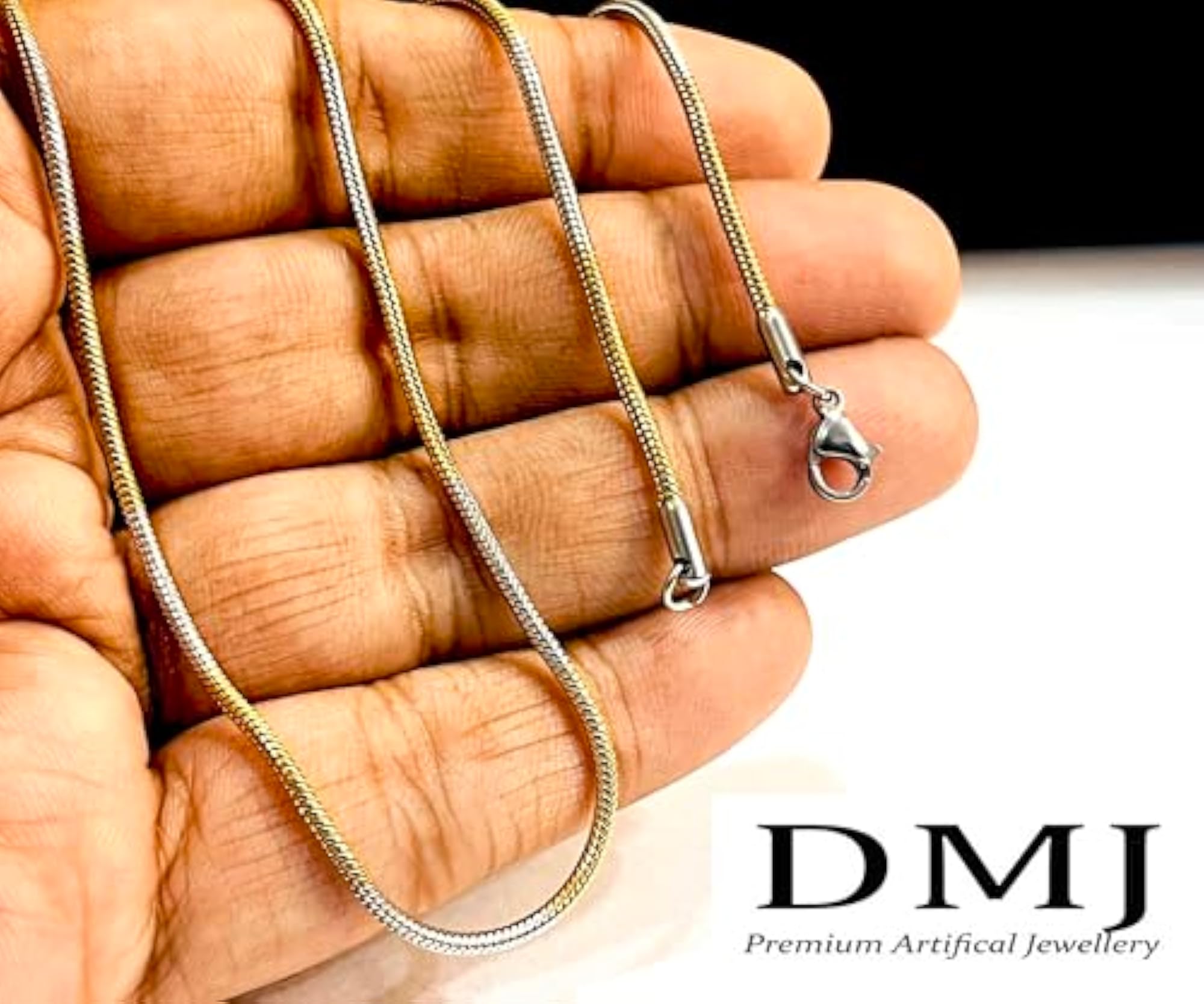 24 Inch Premium Stainless Steel Silver Snake Chain Necklace for Men