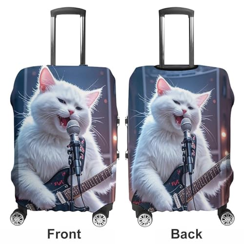 Cat Singer Luggage Cover, Elastic Luggage Protector Fits 19-32in Suitcases, Washable & Anti-Scratch Suitcase Cover for Men Women L3