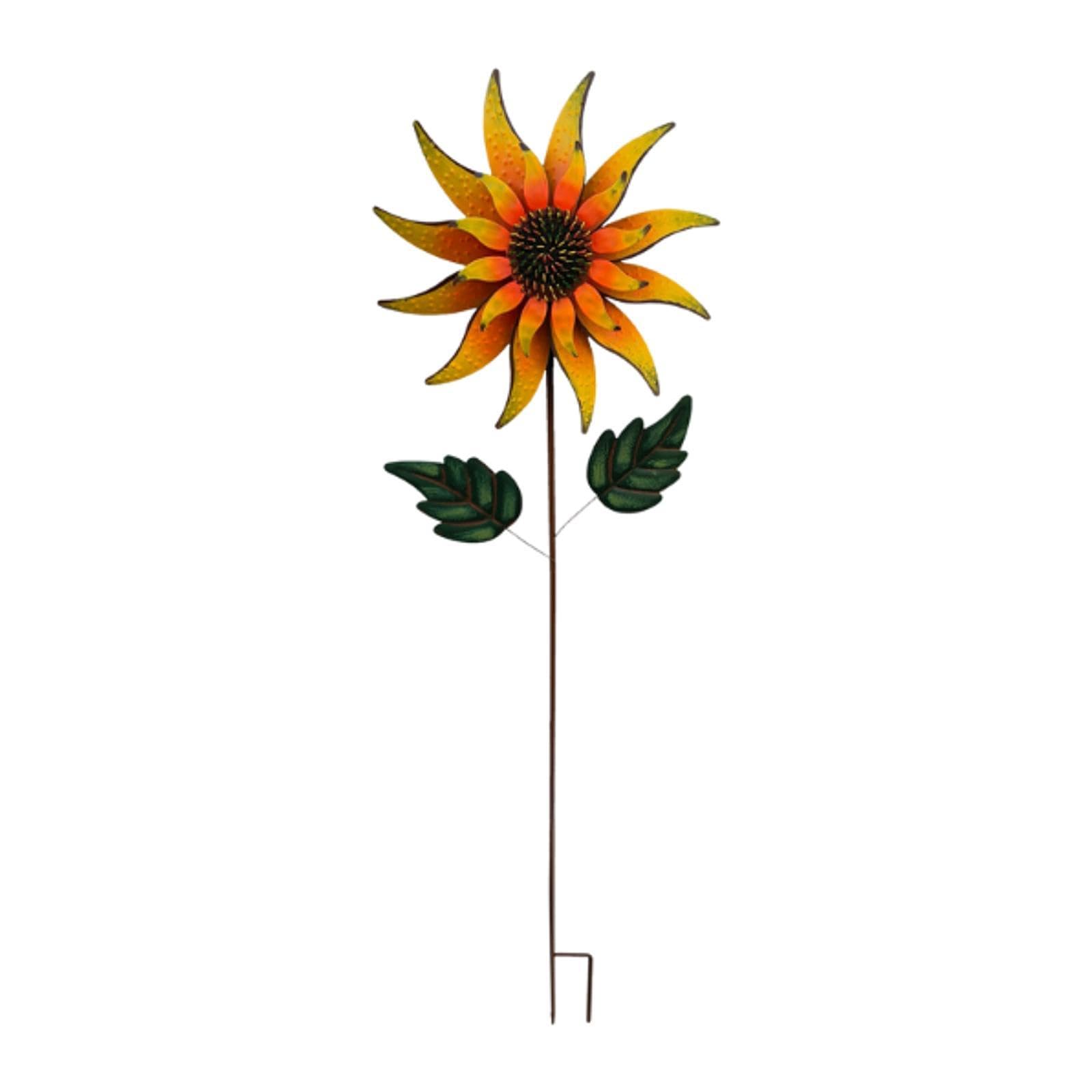 Molinillo de Viento de Girasol, Escultura de Viento de Metal con Estaca, Molinillo de Jardín, Molinillo de Viento para Patio Y Exter, Amarillo