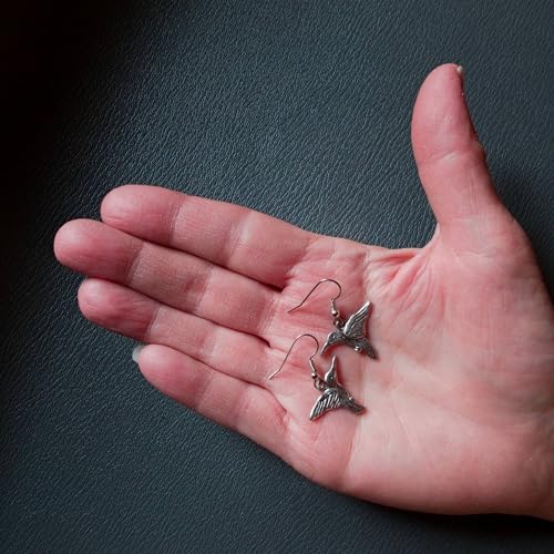 Pewter-and-Enamel-Hummingbird-Dangle-Earrings-for-Women--Handcrafted-in-the-USA--Jewelry-Gifts-for-Hummingbird-Lovers--Hook-Earrings