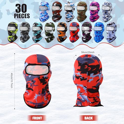 Image of Vicenpal 30 Pcs Balaclava Ski Mask Full Face Cover Neck Gaiter UV Sun Protection for Outdoor Sports Cycling Bandana