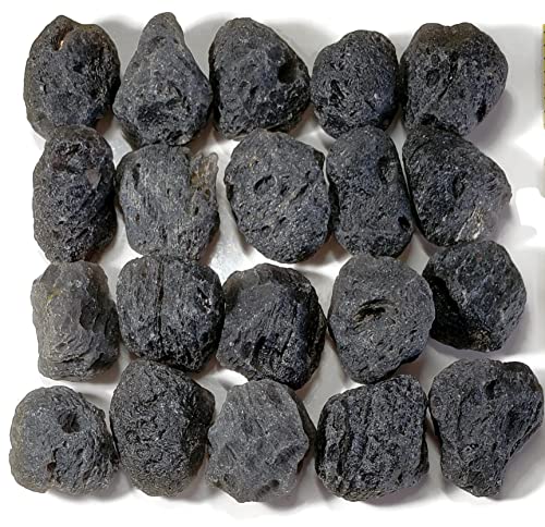 Top-Rock-Shop 1Pc Agni Manitite 25Mm Pearl Of The Divine Fire Rare Pseudo Tektite Aa-Grade Translucent Natural Healing Crystal Gemstone Specimen From Indonesia, Black, Grey, White, #TOP7