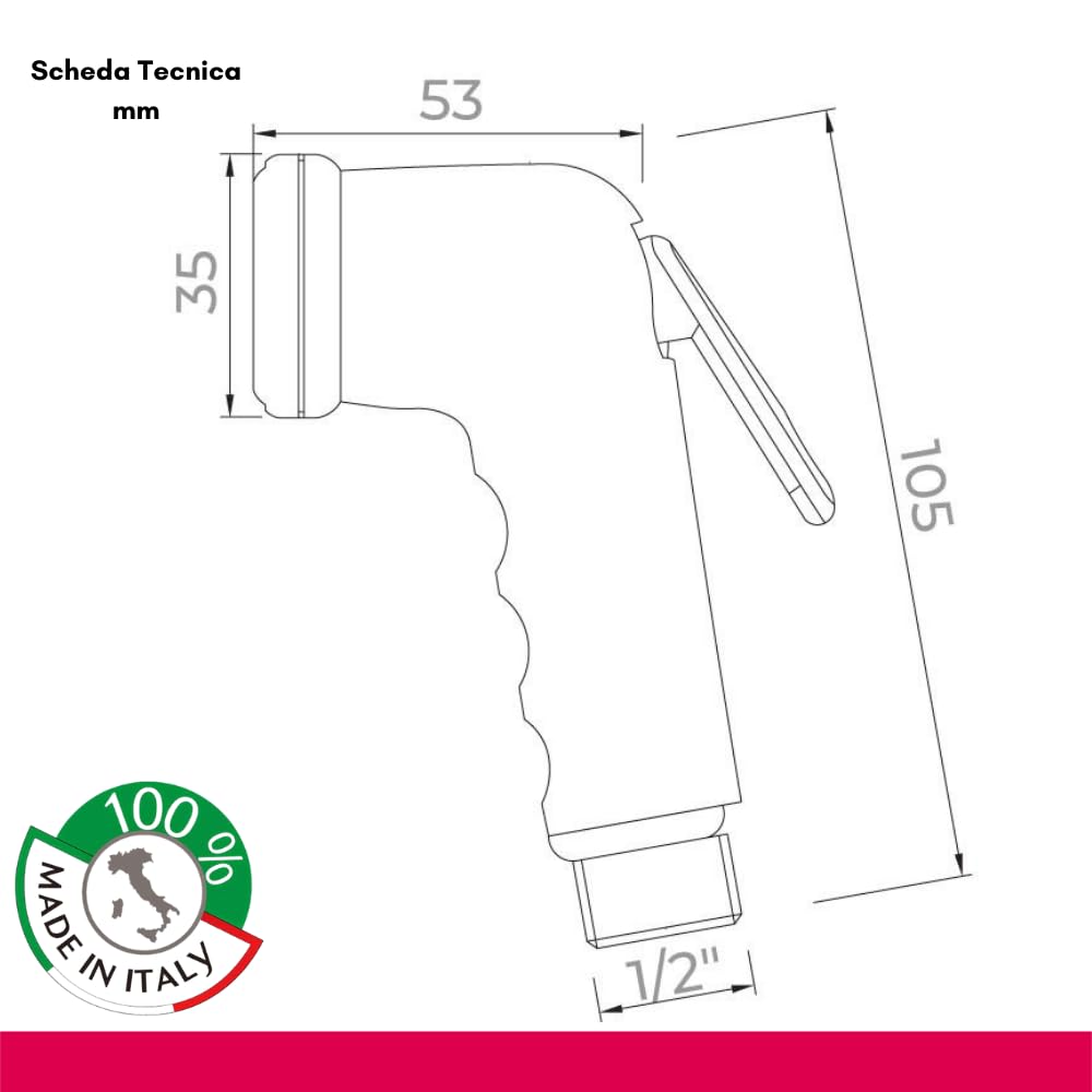 Set Doccetta Igienica Per WC E Bidet Con Supporto A Muro – Idroscopino Completo Con Rubinetto Arresto, Flessibile 100 Cm
