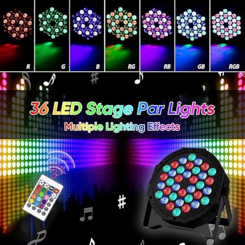 Image of LED PAR DJ Lights 7-Channel Jump Change Mode | Ideal for Wedding Parties | Events | DJ Stage | DJ Light | Home DJ Lights | Stage DJ Lighting | (36LED-DJ-Light)