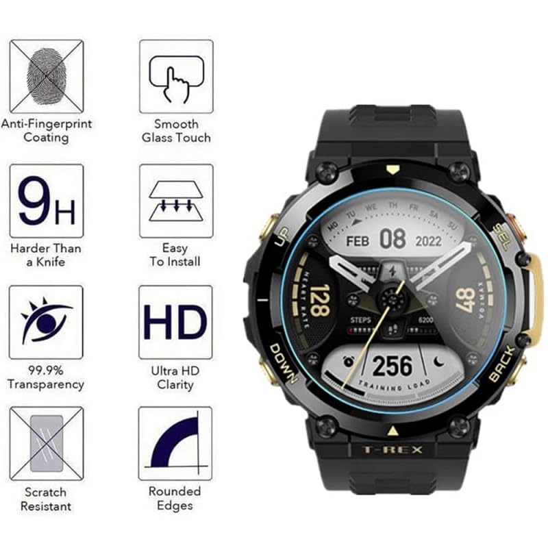 Image of YODI Pack of 2 Waterproof 3D Tempered Glass Screen Protector Compatible with Amazfit T-Rex /T-rex pro Only ((Amazfit T Rex /Amazfit T Rex Pro))
