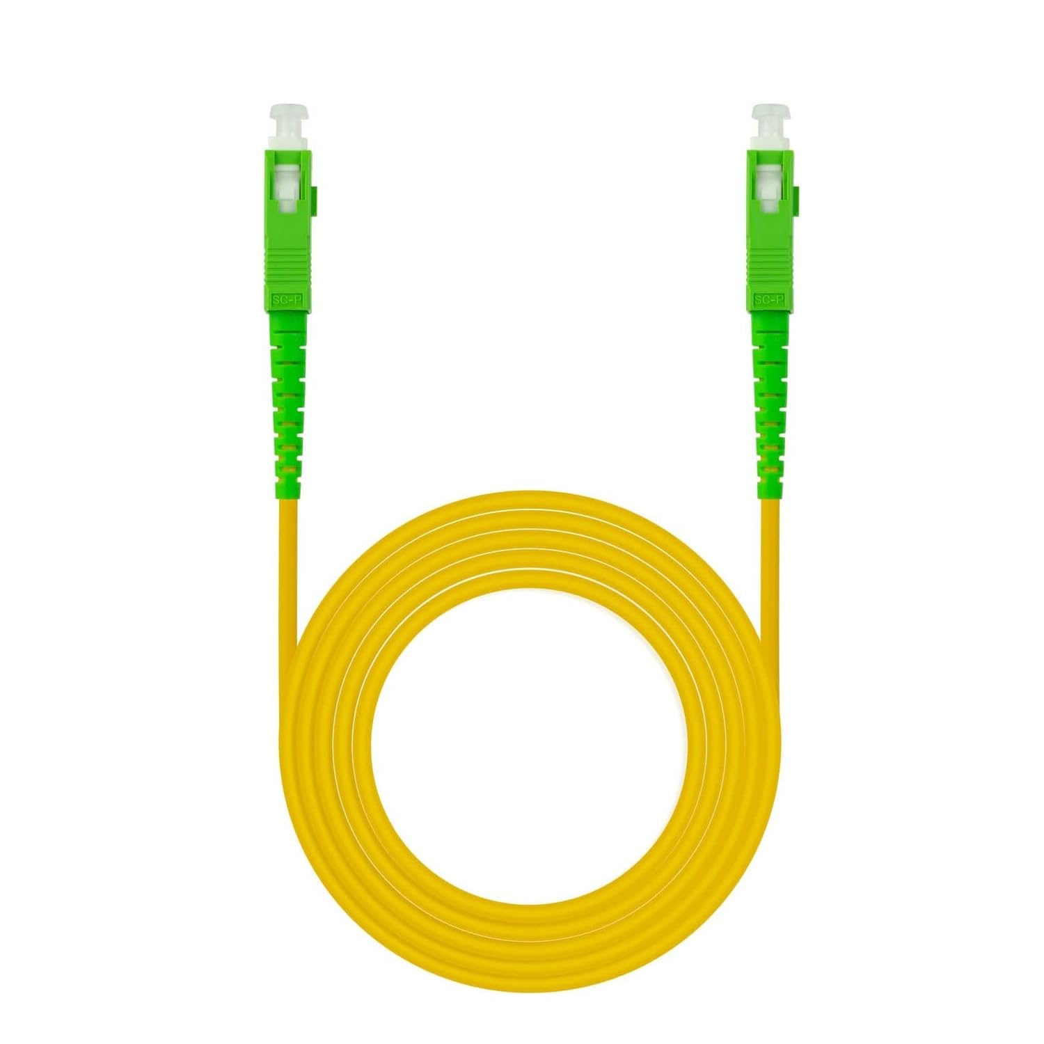 Ewent Cavo Fibra Ottica SC/APC per SC/APC 3 Metri, Simplex Monomodale 9/125, G.657A2, LSZH, Compatibile Con Tim, Vodafone, Wind e Tre, Giallo/Verde