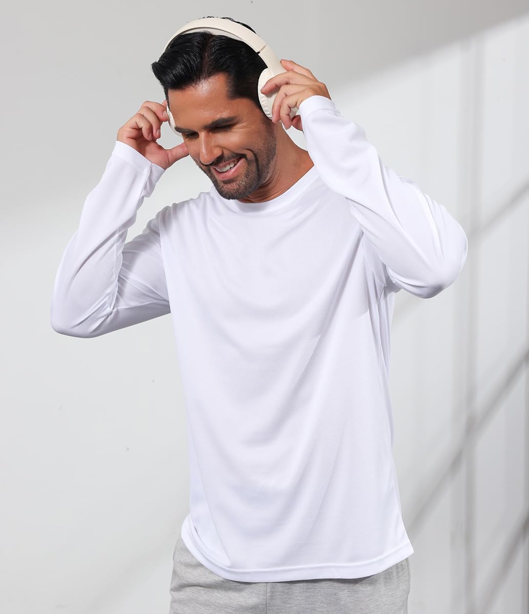 3 Pack Men's Long Sleeve Shirts Quick Dry Moisture Wicking Lightweight Sun Protection T Shirt for Running Outdoor Activities - Image 5