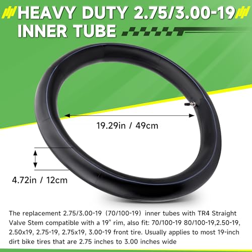 Image of 2.75 /3.00-19 Dirt Bike Inner Tube 70 /100-19 Heavy Duty Inner Tubes for CRF100F 150F 450R KX Surron Light Bee X Segway X160 /X260 UltraBee Talaria Off Road Motorcycle with TR4 Valve Stem