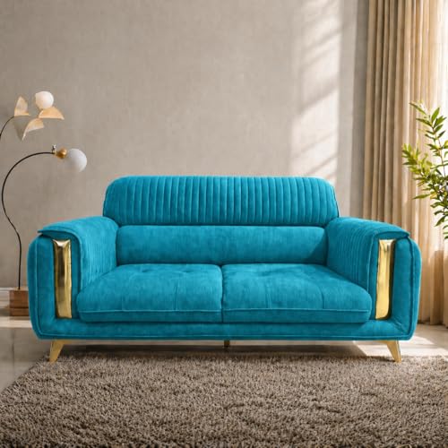 Image of Casaliving Gelio 3 Seater Sofa Set for Living Room (Turquise Colour) Premium Fabric Sofa