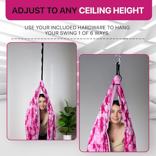 Image of Indoor Sensory Swing for Kids or Outdoor - Holds 300lbs, Double-Layer, & 360 Swivel, Calming Compression Therapy Swing Hammock for Kids & Adults with All Hardware - Sensory-Motor Toys & Gifts